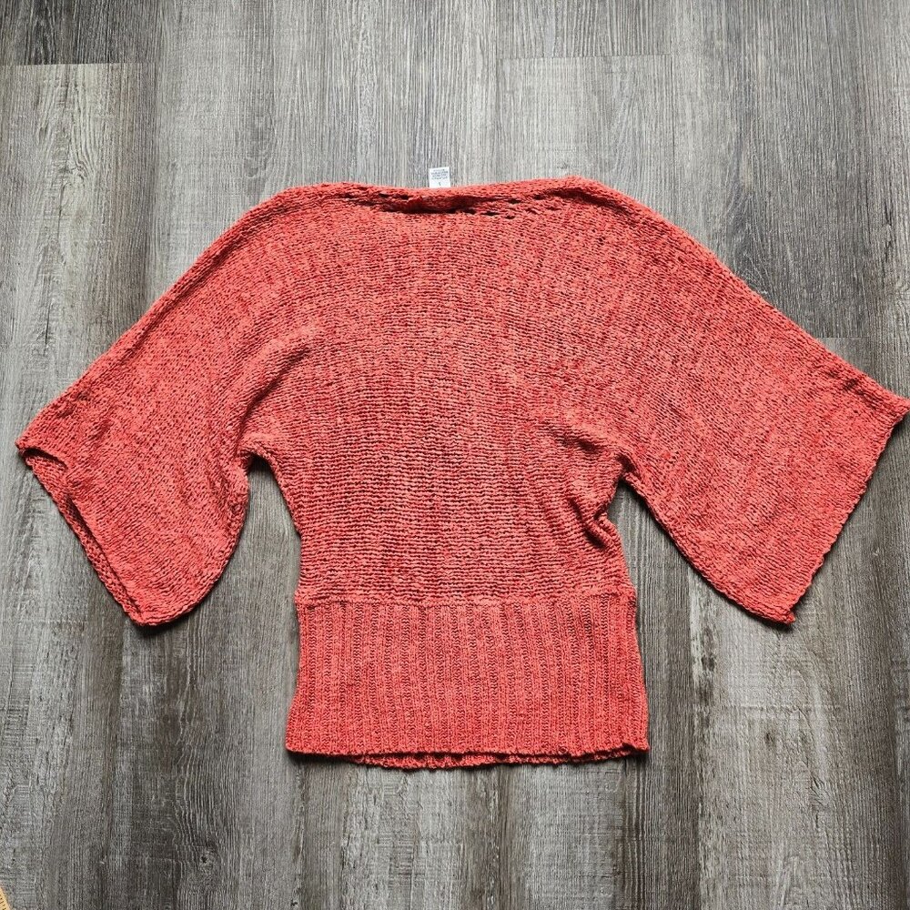 Valerie Bertinelli Sweater Womens Small Coral Stretch Kimono Sleeve Crochet Boho - Picture 10 of 16